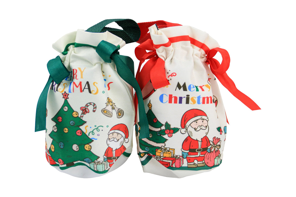 X1pc / Christmas Drawstring Gift Bag with Ribbon Handle – Festive Santa Design #JB2911
