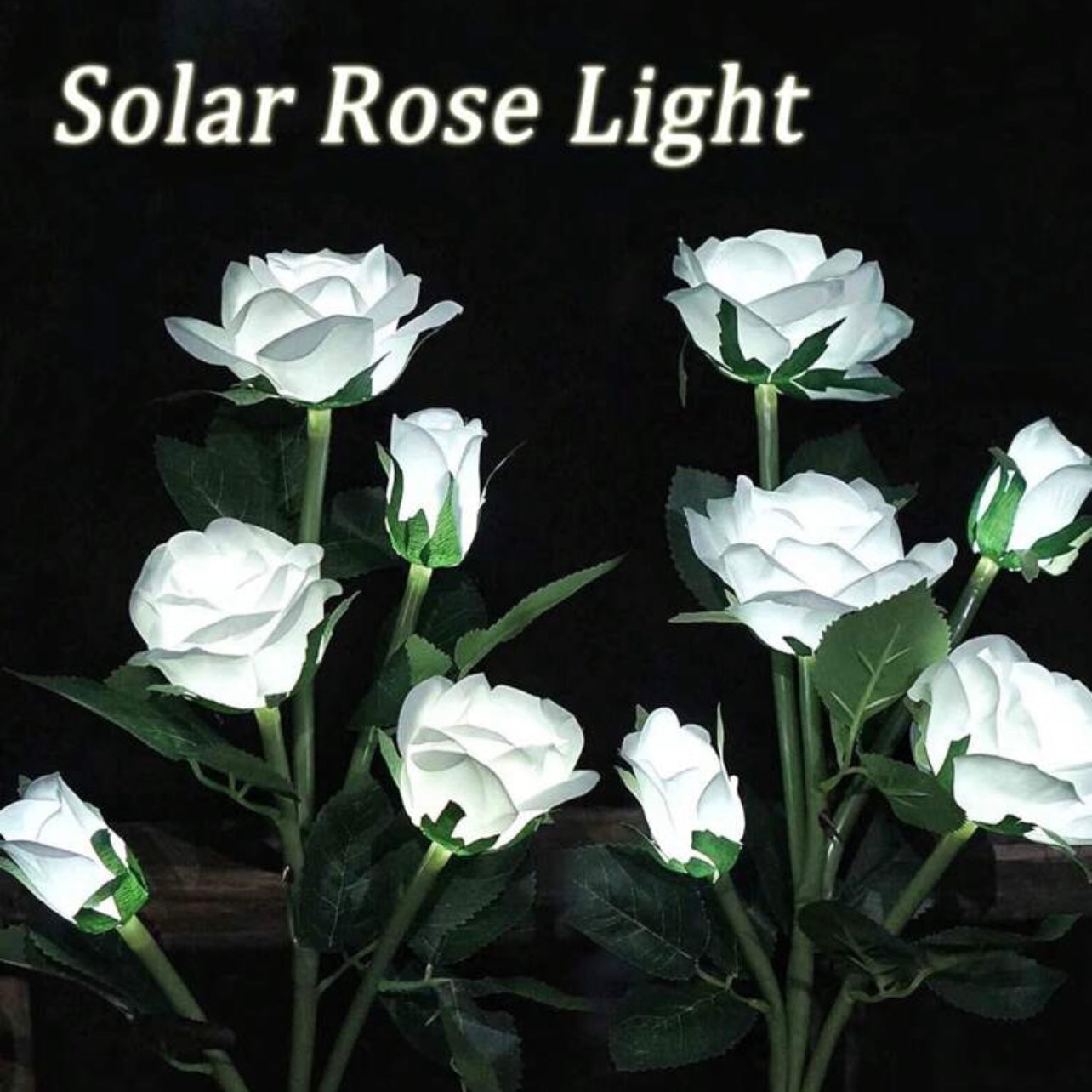 Solar Garden Lights - Flowers Roses Lights Outdoor Garden Decorative,Waterproof Rose Lights(5 Flower Buds-1pc) #SF1447