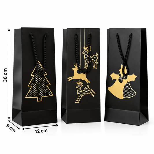 Black & Gold Christmas Gift Bags #GB4310