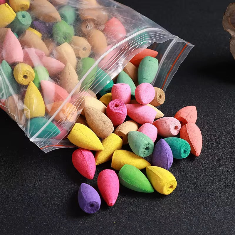 Backflow Incense Cones – 100pcs Pack | Colorful Aromatic Smoke Cones #IF1997