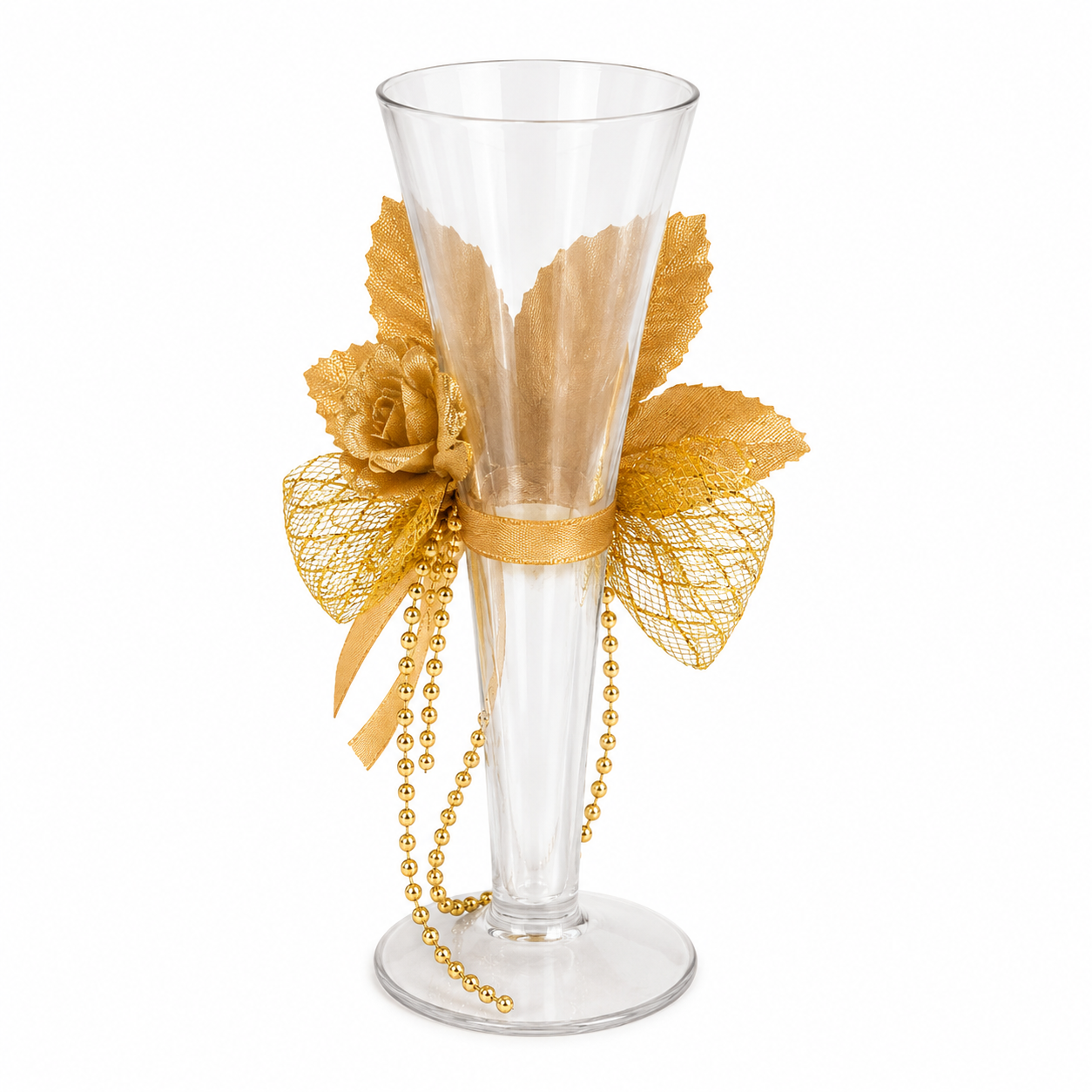 Glass Candle Cup – Decorative Gold Design #GC4187