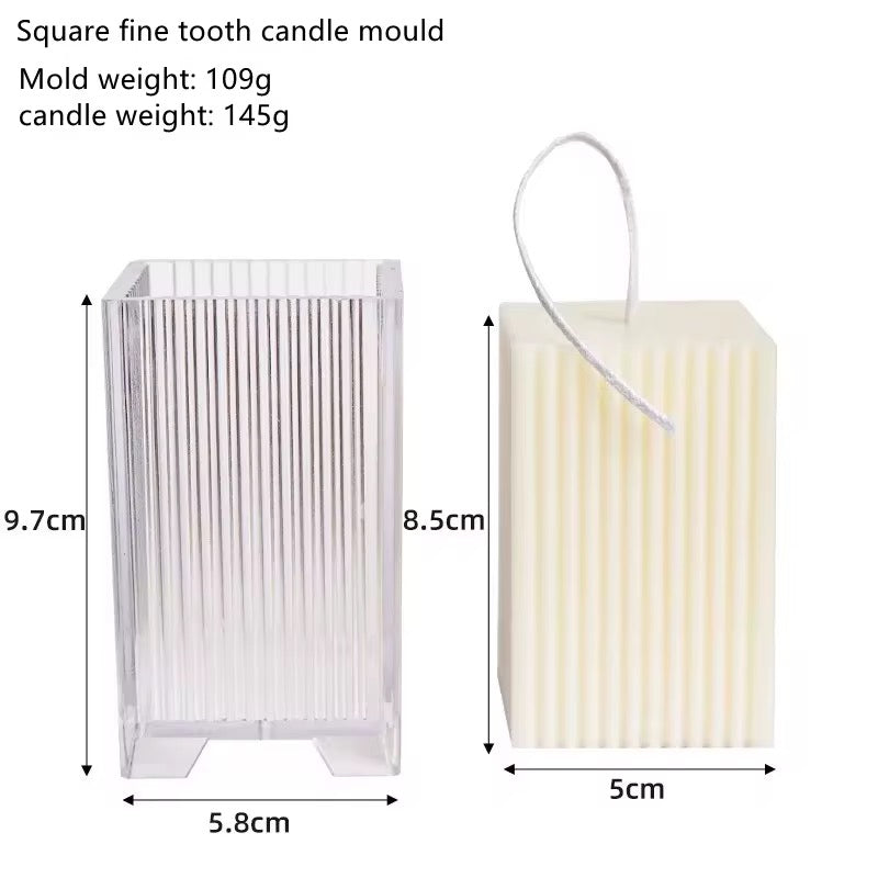 Square Ribbed Candle Mold – Fine Stripe Pillar DIY Candle Mold #SM2874