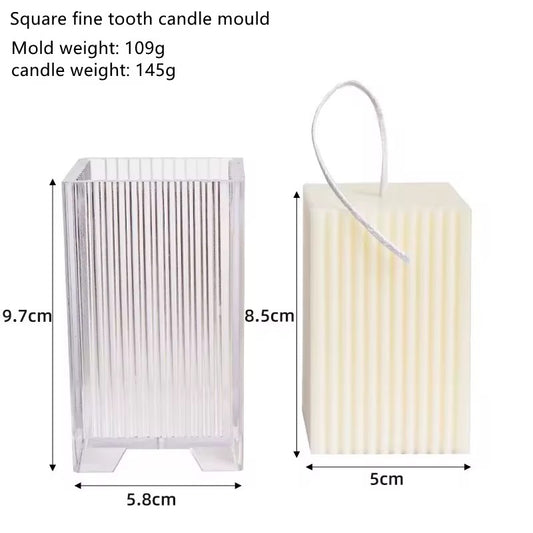 Square Ribbed Candle Mold – Fine Stripe Pillar DIY Candle Mold #SM2874