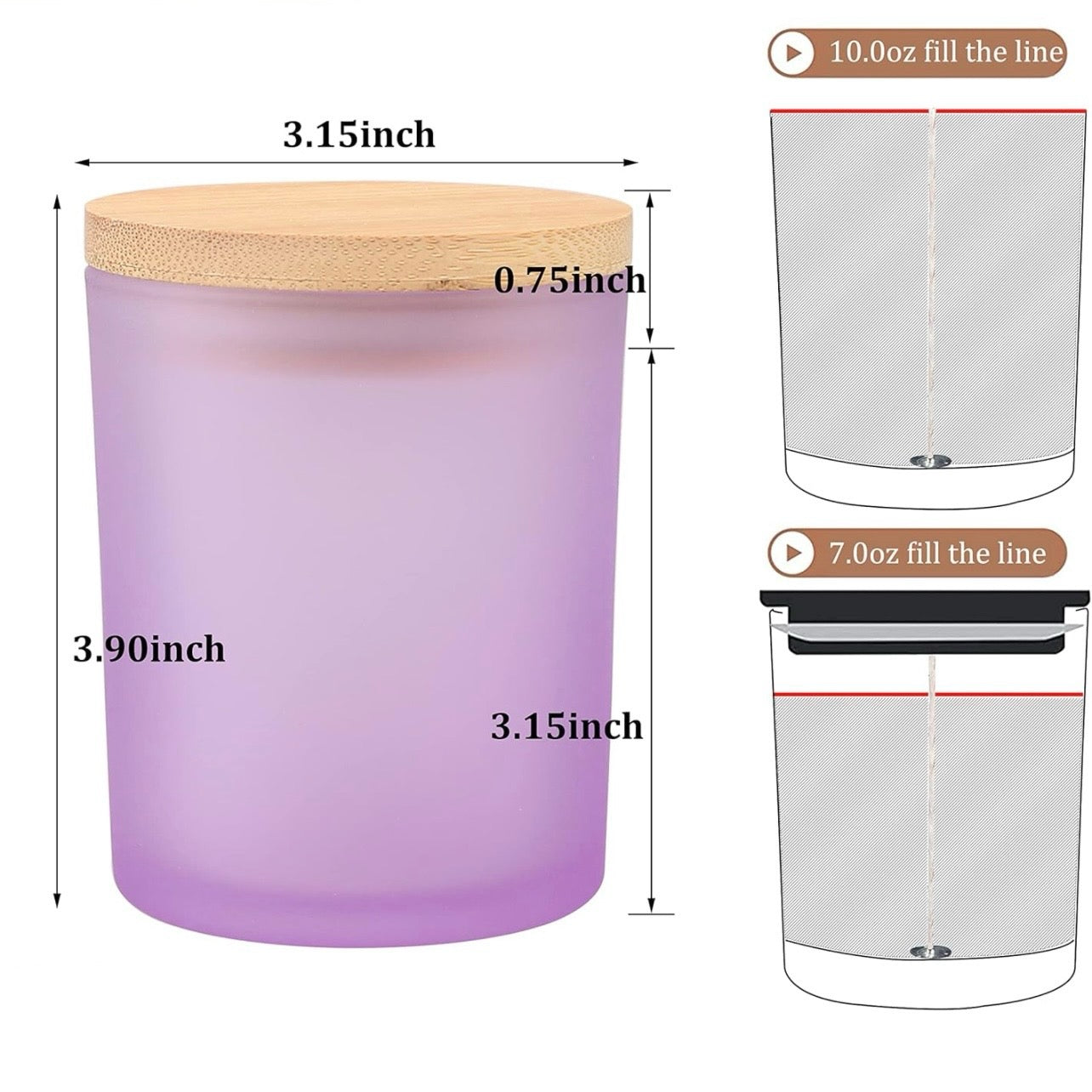 8oz Frosted Purple Glass Jar With Lid #GJ1443
