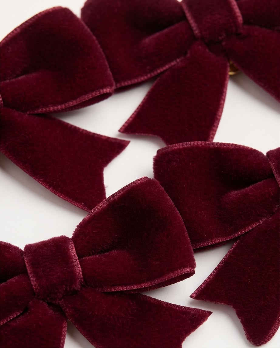 Velvet Christmas Tree Bows – Burgundy Decorative Set #CD4377