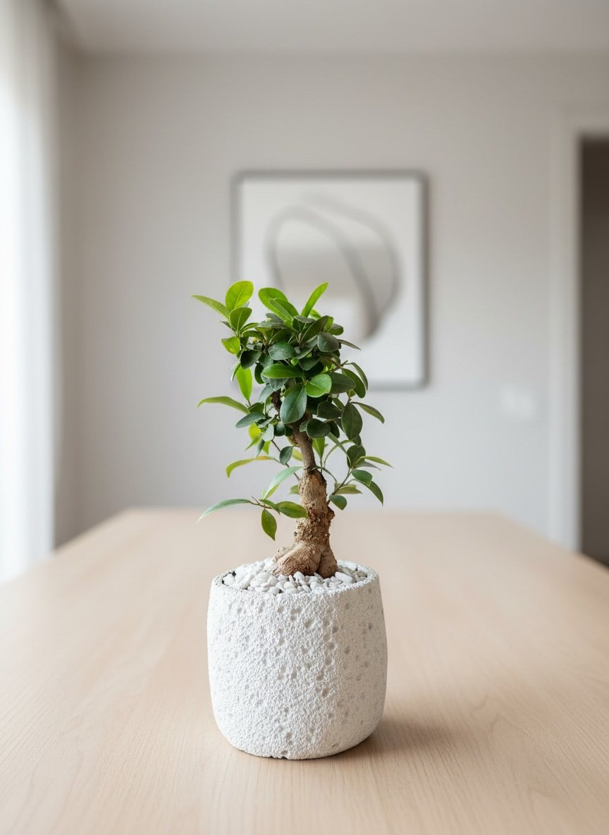 Natural Bonsai Plant in Decorative Stone Pot #BL3950