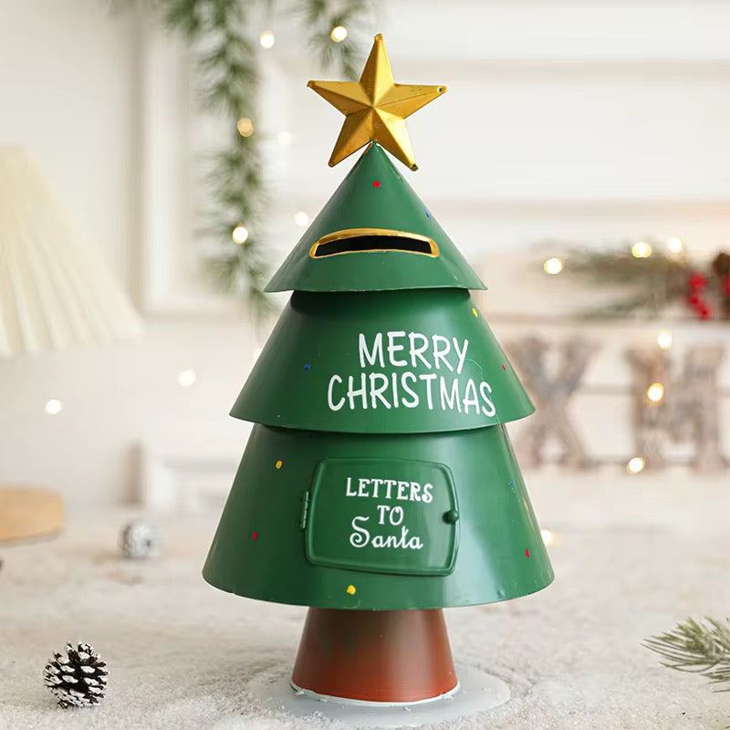 Letters to Santa Tree Mailbox, Green Metal Christmas Tree Decoration #CD2062