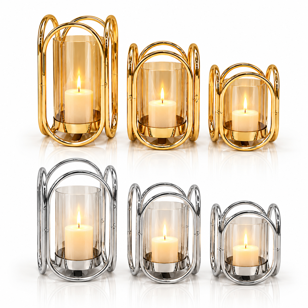 Elegant Metal Glass Candle Holders #CH4219