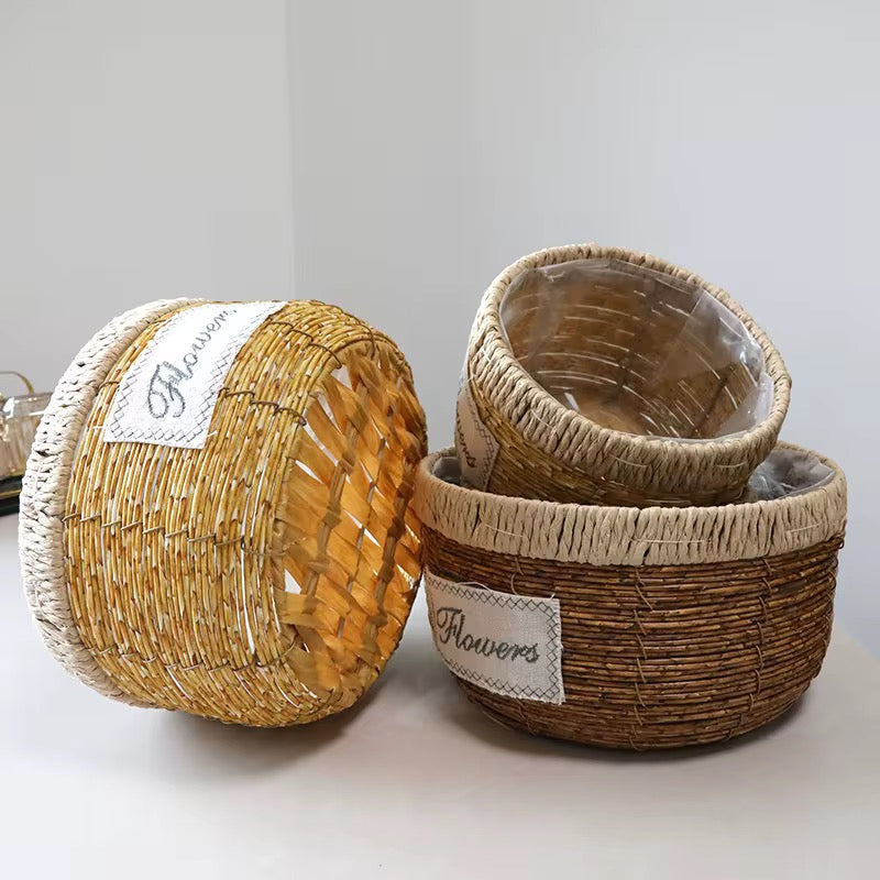 Wicker Flower Basket with Liner – Small & Large Sizes #FB2797