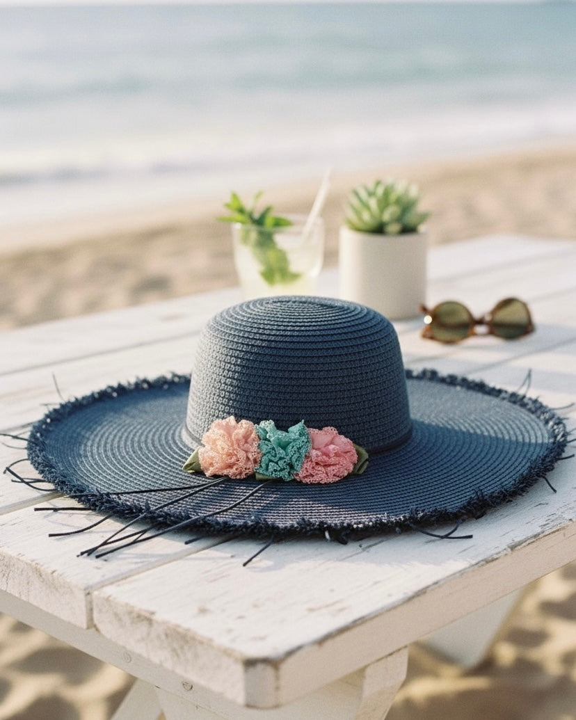 Women’s Floral Wide Brim Beach Hat #SB3829