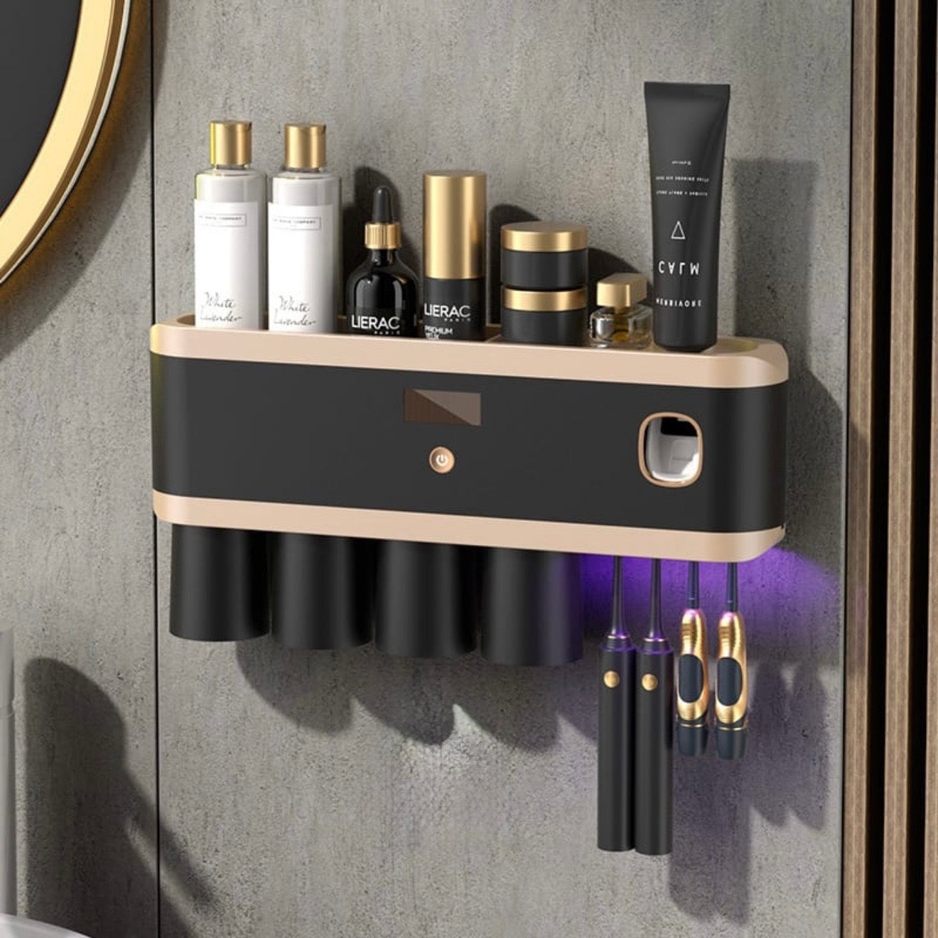 Luxury Black Toothbrush/Toothpaste Holder #TF028