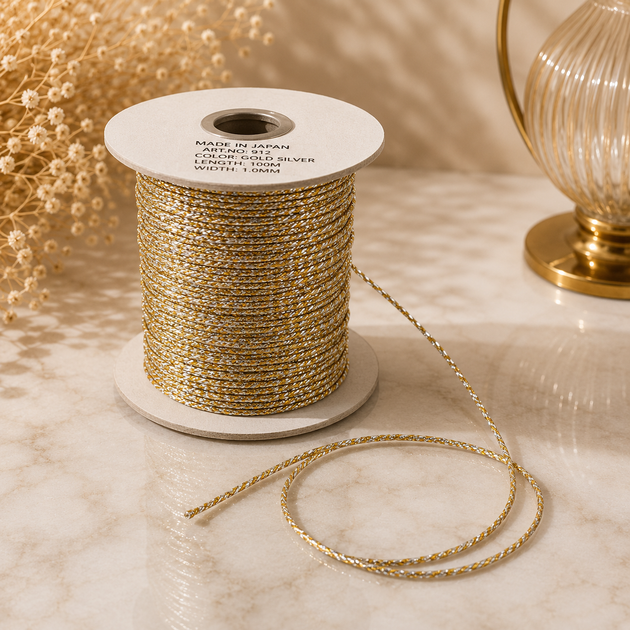 Gold Metallic Ribbon – 100m #CR4037