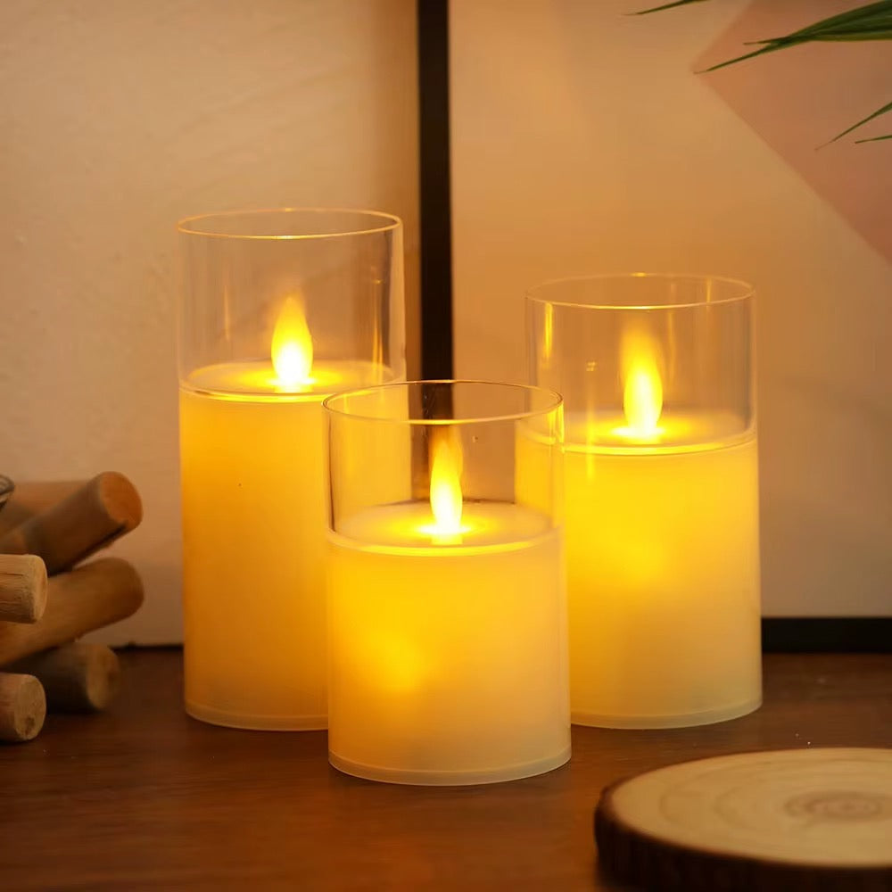 3pcs - Set / LED Flameless Candle with Remote Control #EC4103