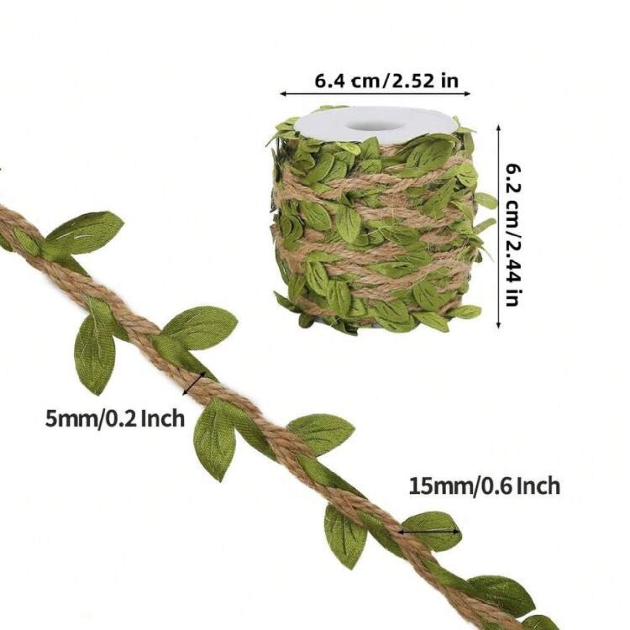 Green Leaves Jute Ribbon #JR1060