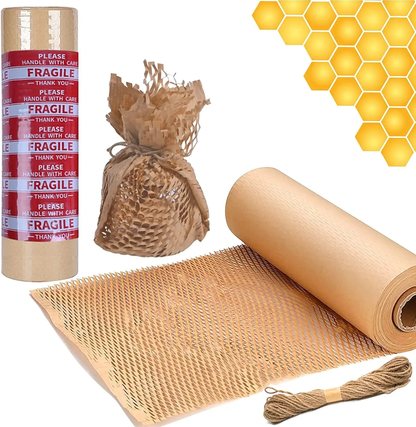 10m x 38cm Brown Honeycomb Kraft Paper #WP1340