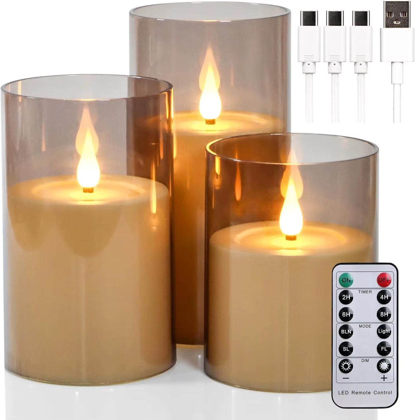 3pcs - Set / LED Flameless Candle with Remote Control #EC4102