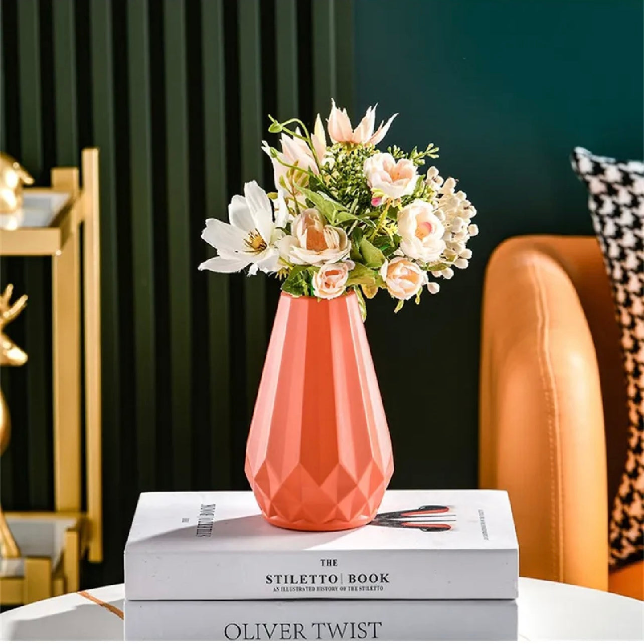 Plastic Flower Vase, Artificial Flowers Decorative Container #GV2815