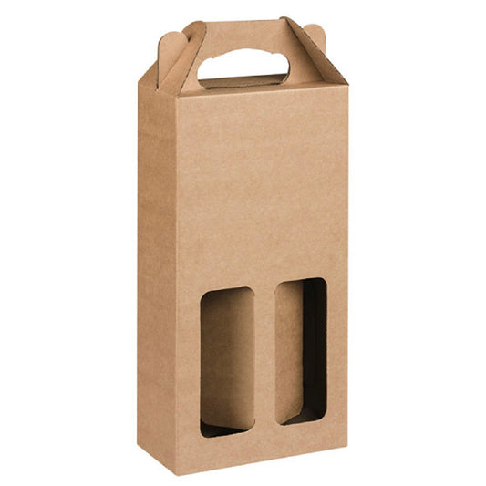 X12pcs - 2 Bottles Cardboard Box kraft With Window #CB2311