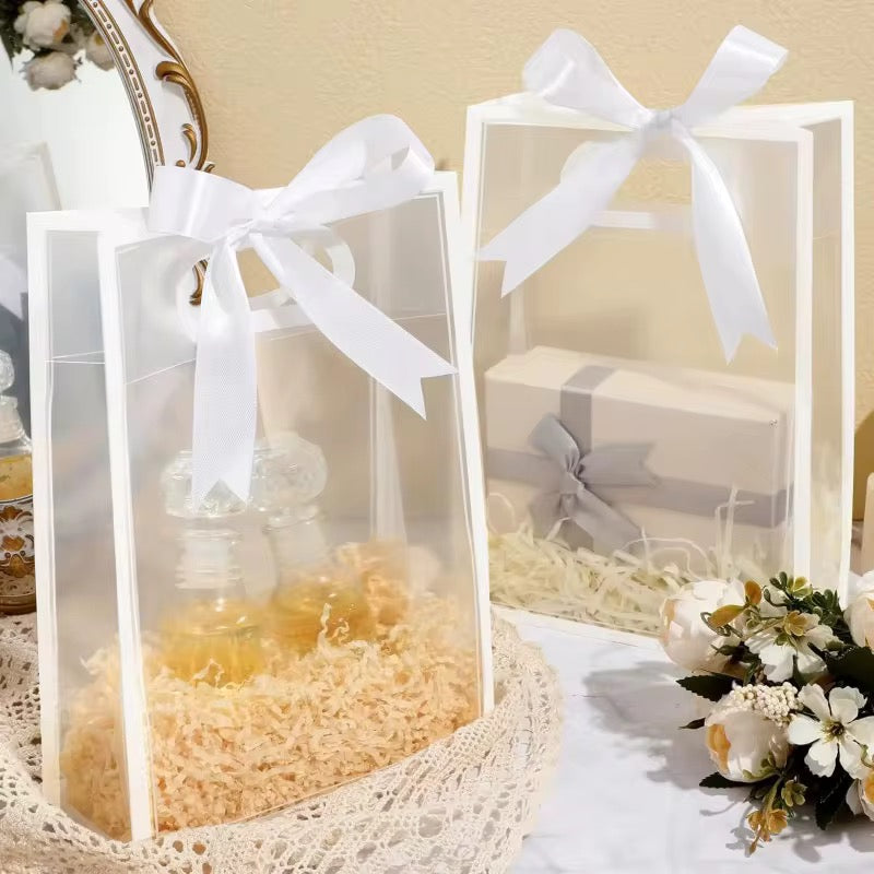 X12pcs - Clear PVC Gift Bags with Satin Ribbon #PB4000