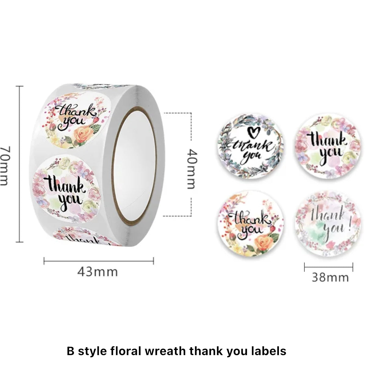 3.8cm x 500pcs Thankyou stickers #CS1310