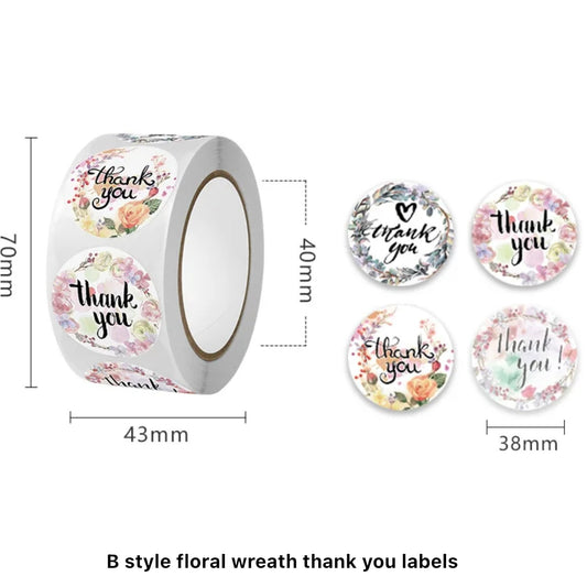 3.8cm x 500pcs Thankyou stickers #CS1310