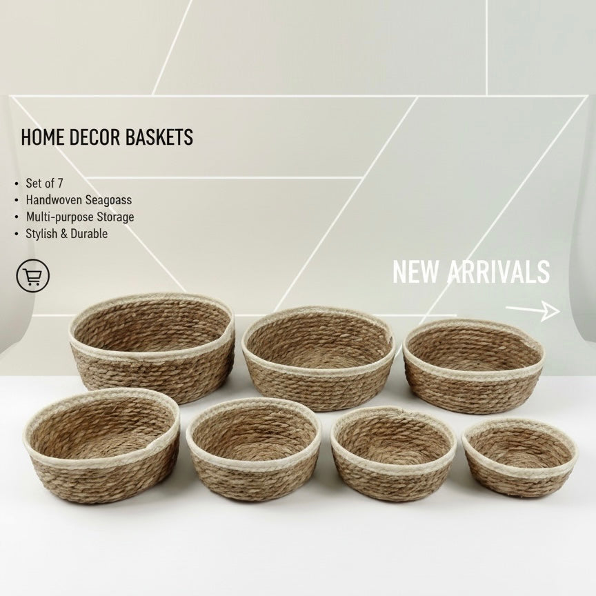 Handwoven Rope Basket Set (7 Sizes) #RB3981