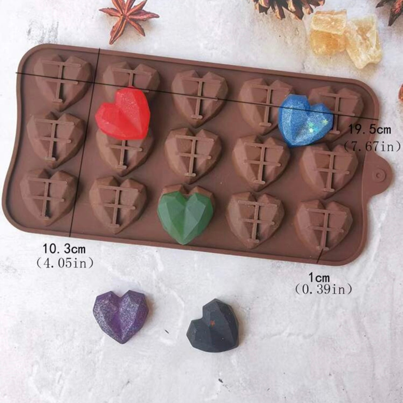 X15 Diamond Heart Shape Silicone Mold #SM1696