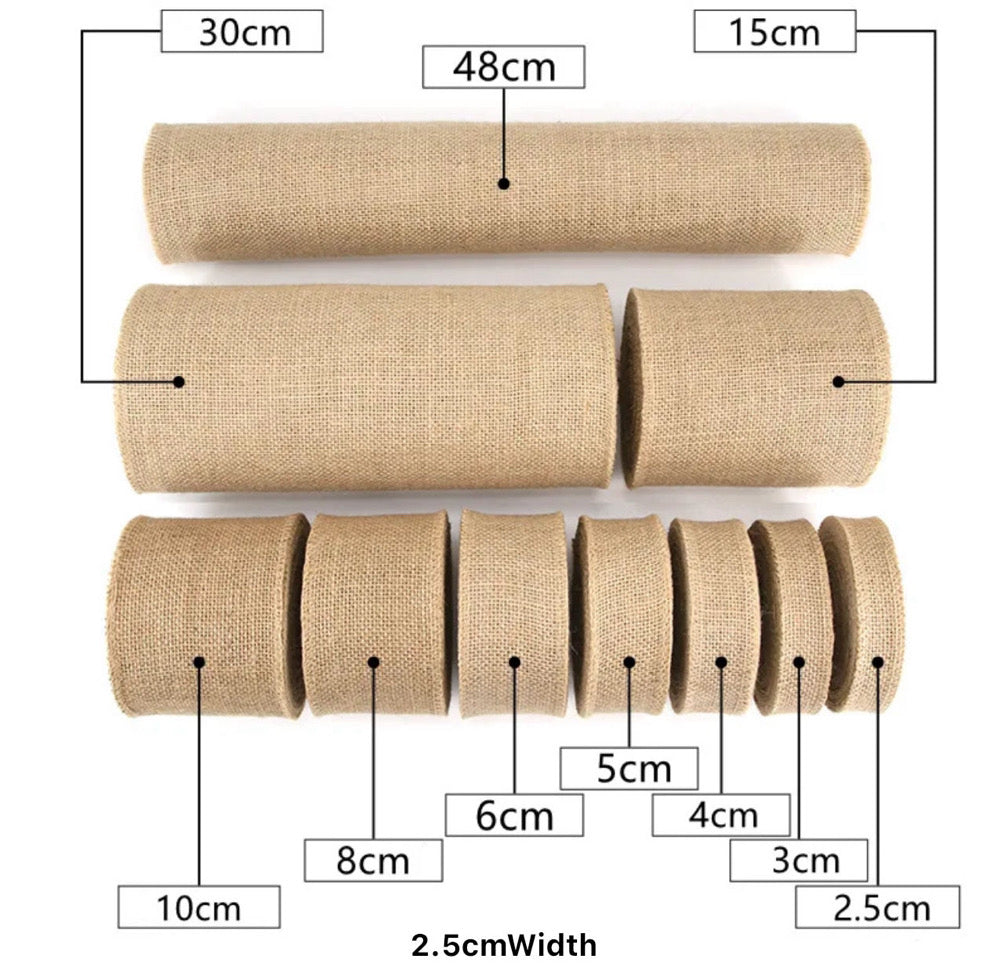 10m Jute Burlap Hessian Ribbon Rolls