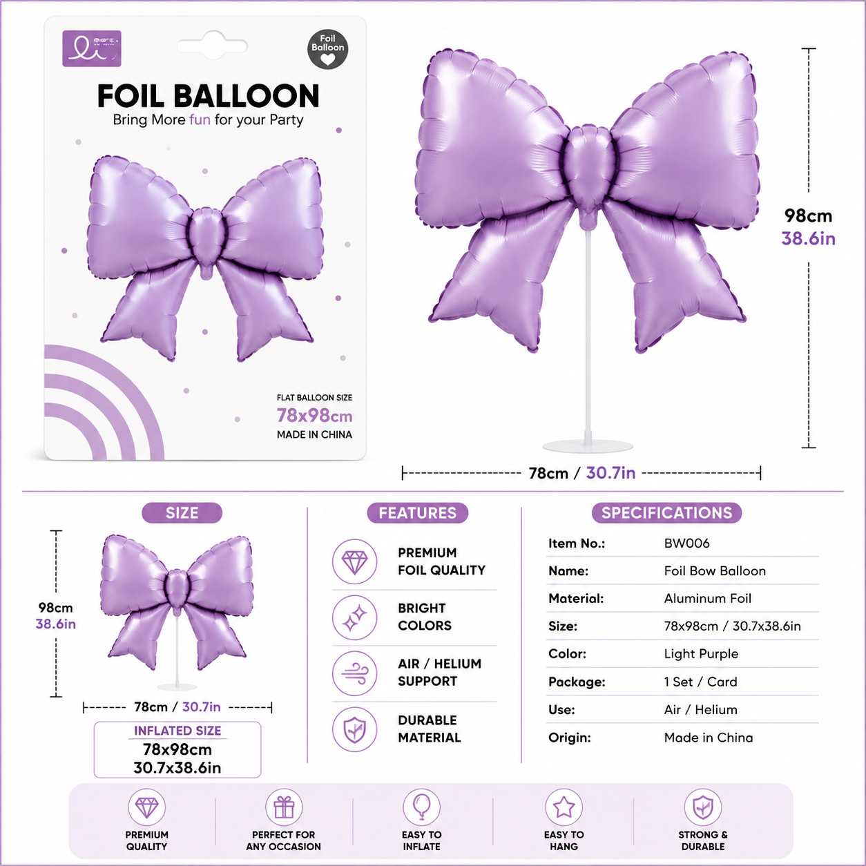 Bow Foil Balloon #BW00