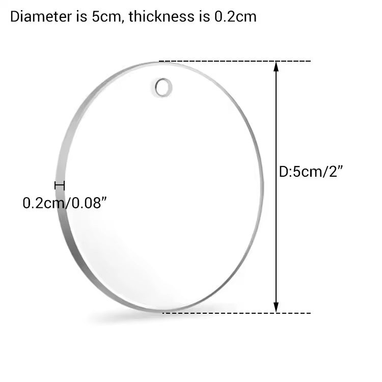 Clear Acrylic Round Tags – 5cm #CA3200