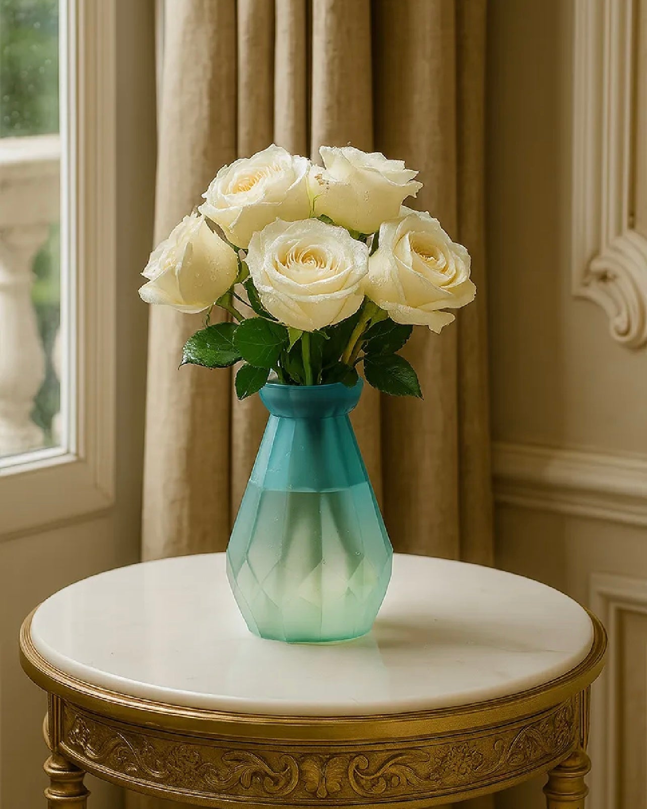 Diamond Design Multi-Color Matte Elegant Flower Desk Decorative Glass Vase 15x8cm #GV2818