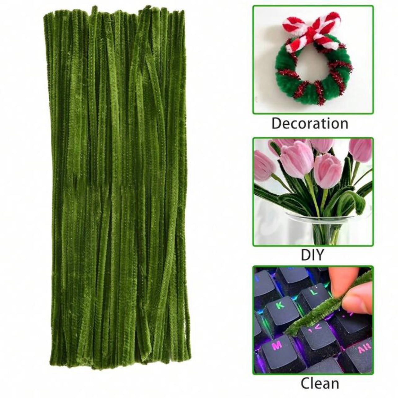100pcs Pink Jade Pipe Cleaner - 30cm x 6mm #CS1796
