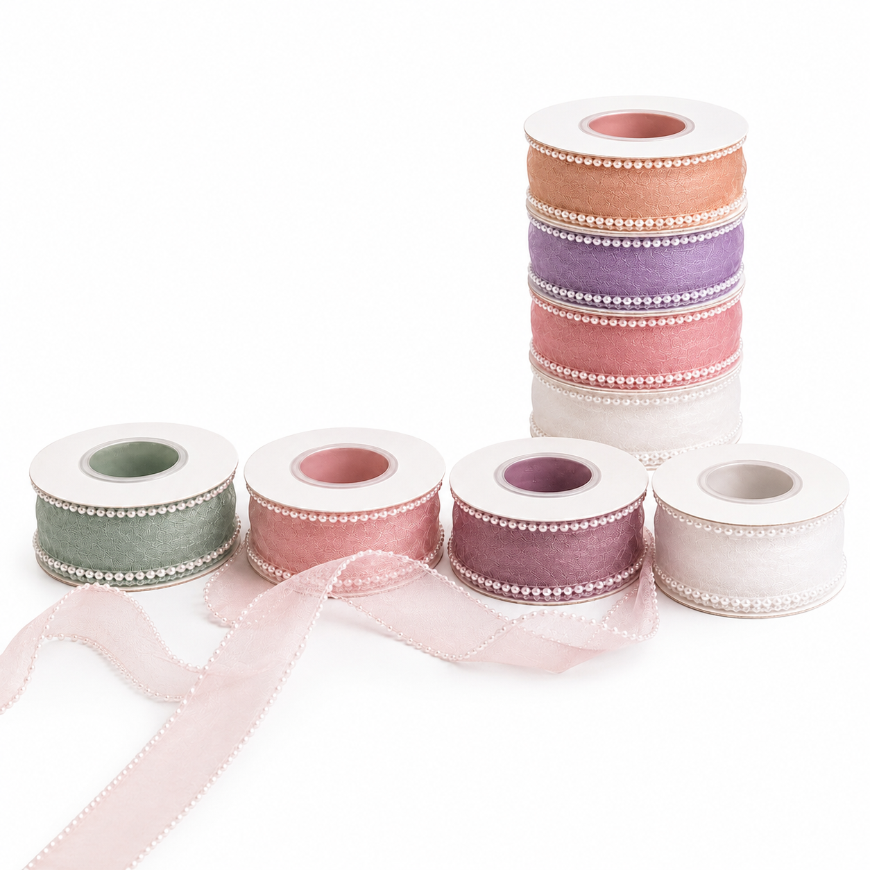 4cm x 4.5m - Pearl-Edge Decorative Ribbon #DR4068