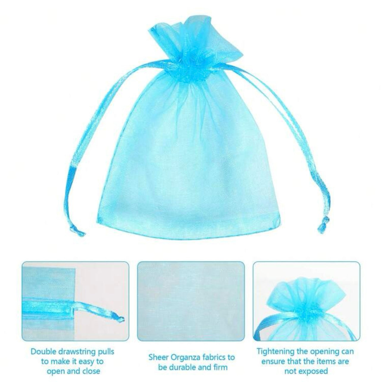 Blue Organza Bag x12pcs