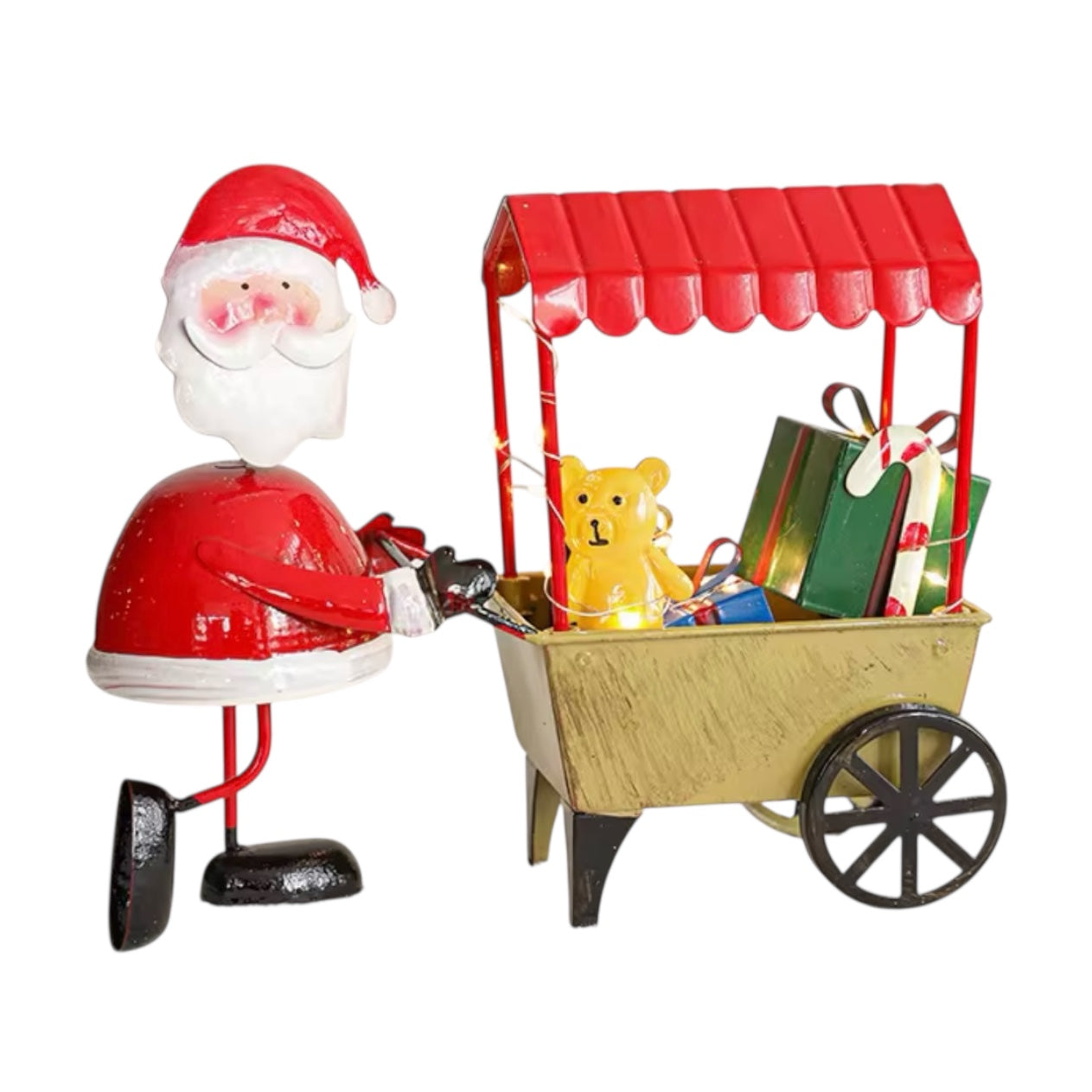Metal Santa Wagon with Gifts, LED Christmas Decoration #CD2067