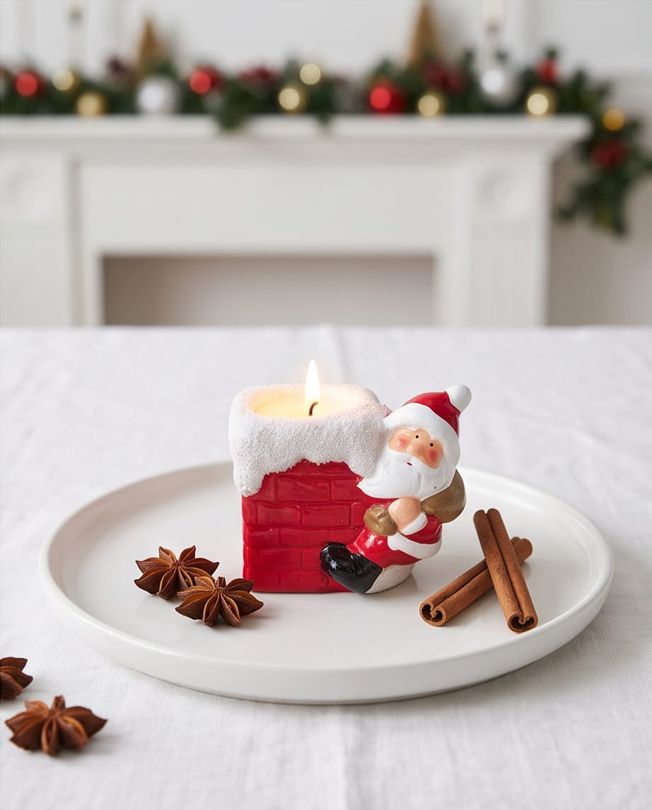 Christmas Santa & Snowman Chimney Candle Holders #CD4511