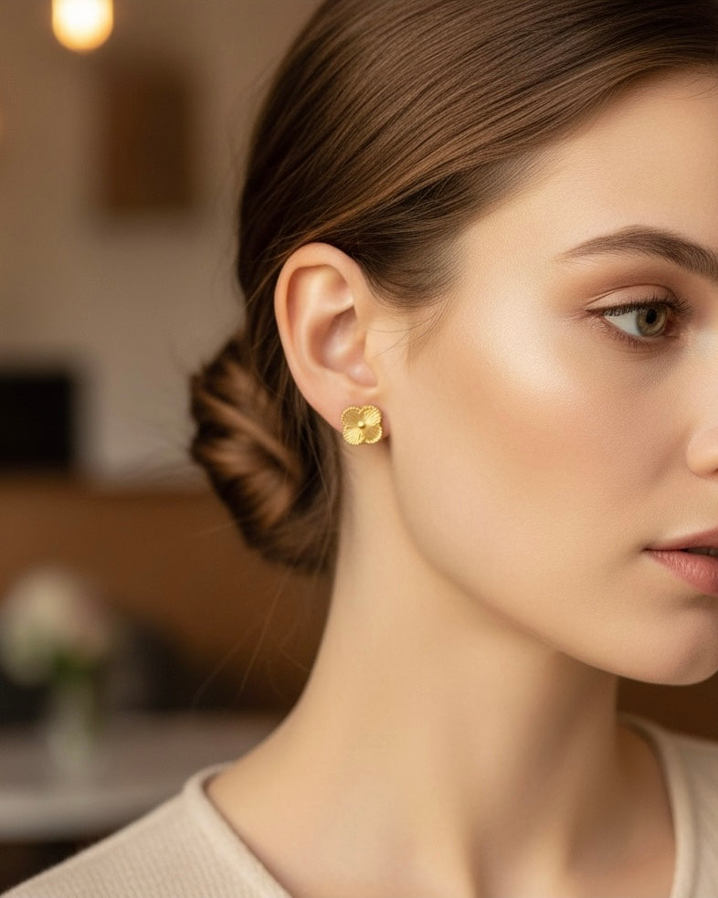 Golden Blossom Stud Earrings #SE3850