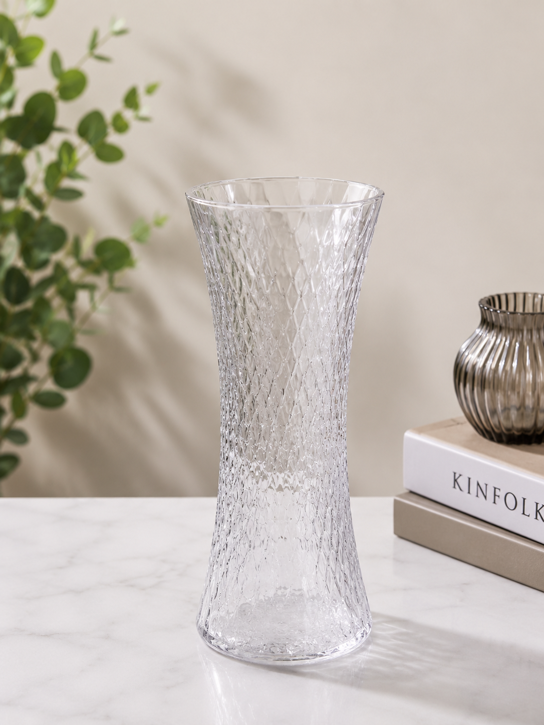 Diamond Texture Crystal Glass Vase #GV3928