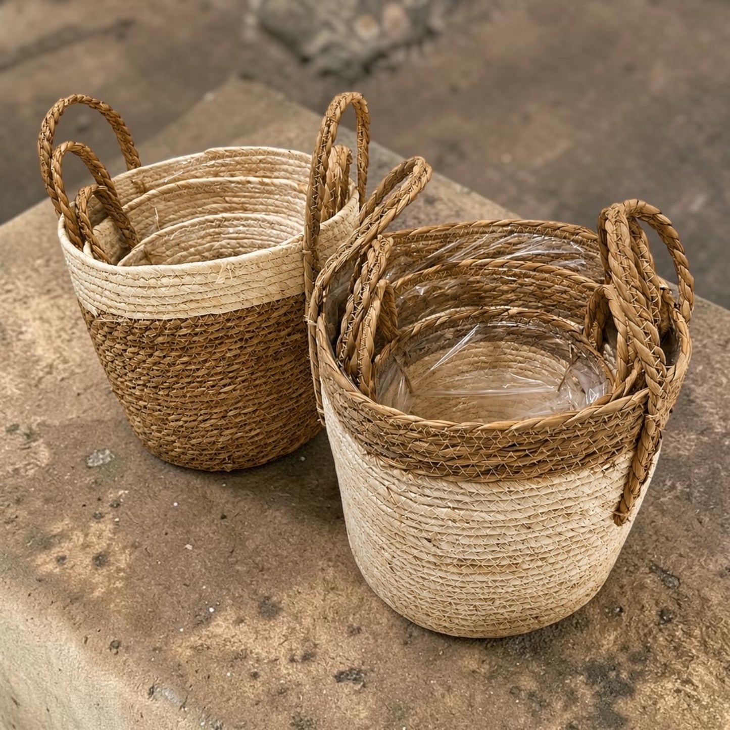 X3pcs Handwoven Seagrass Storage Basket #HB3939