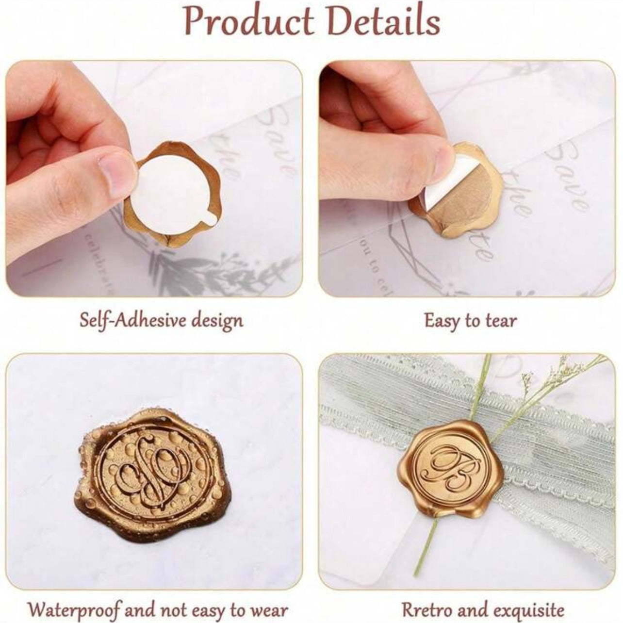 4pcs Wax Seal Stickers #WS1512