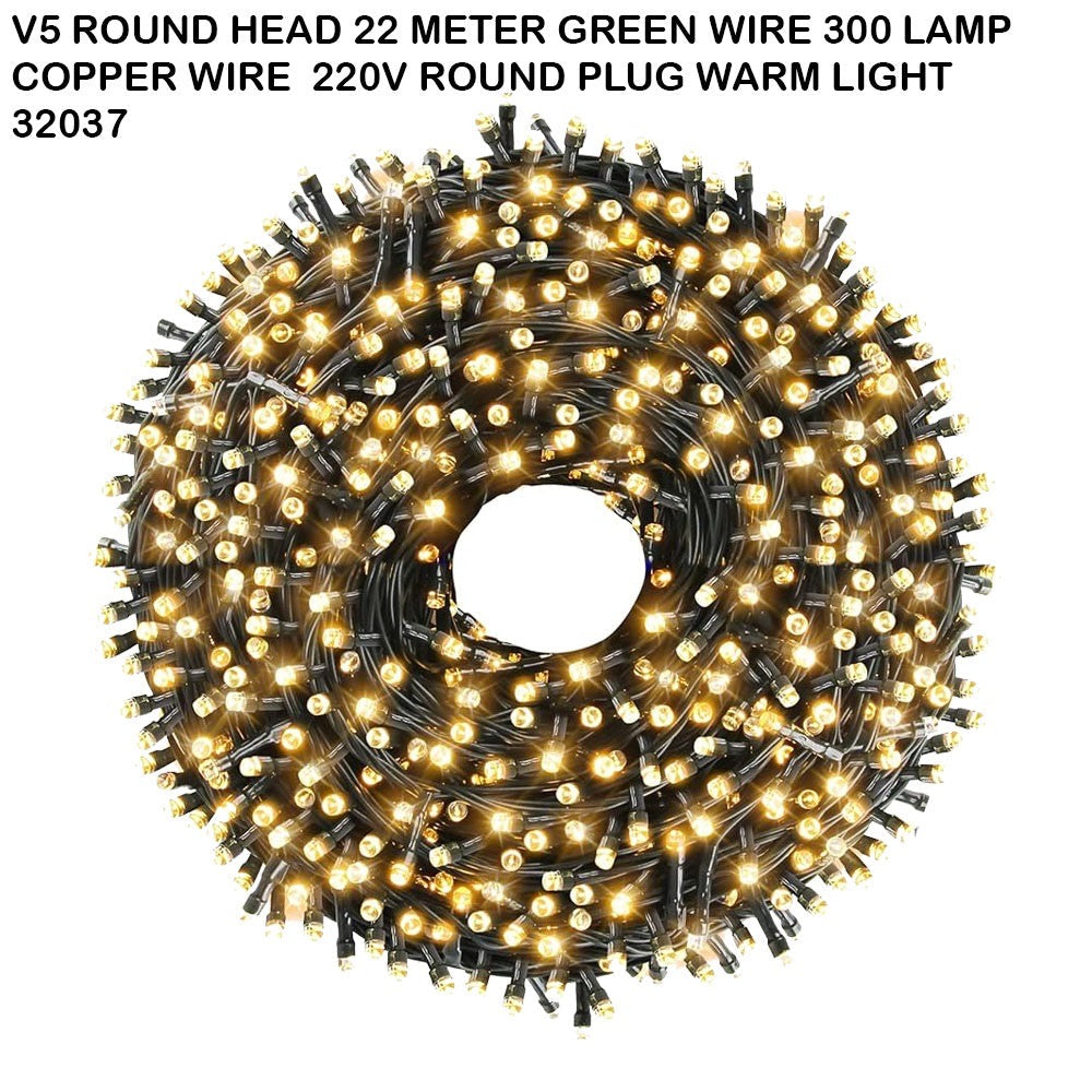 V5 Round Head LED Christmas String Lights – Multiple Colors & Lengths #CL4445