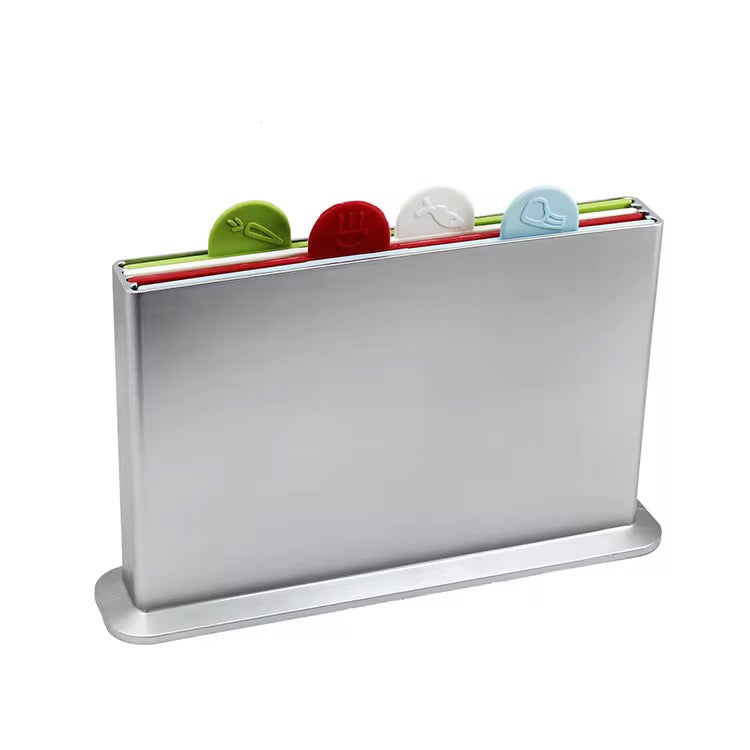 4-Piece Color-Coded Cutting Board Set with Storage Stand #GS3949
