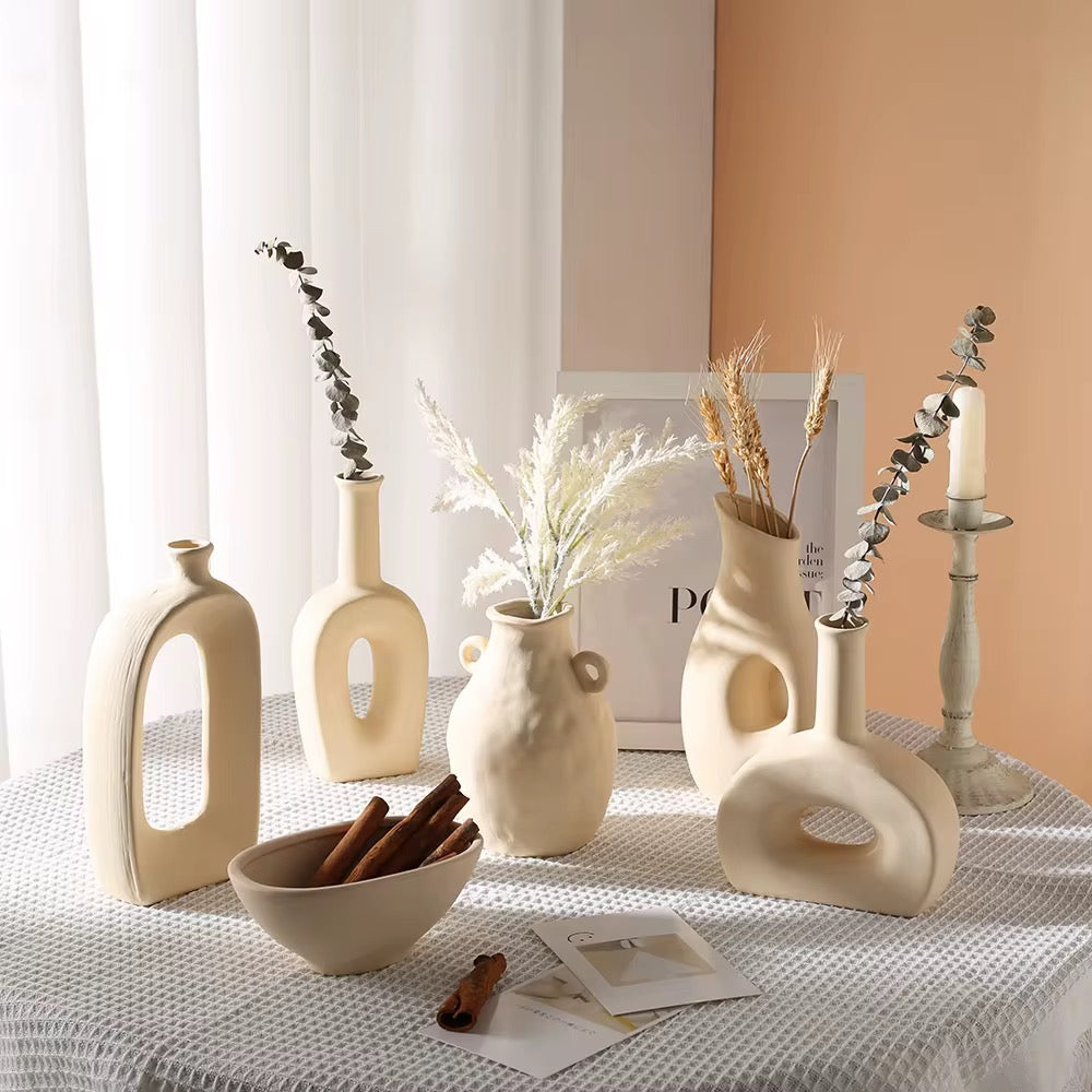 Abstract Hollow Ceramic Vase Collection – Modern Nordic Home Décor #CV3231