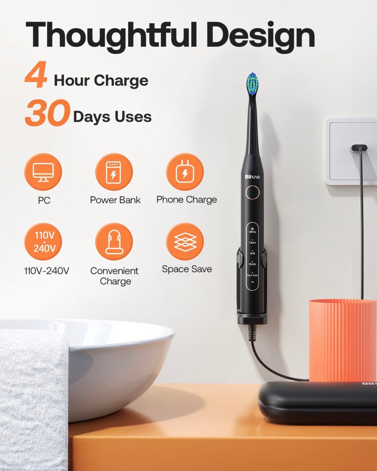 Black High-quality Electric Sonic Toothbrush #TF001