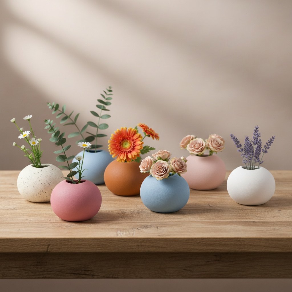Round Matte Ceramic Vase – Modern Minimal Home Décor #CV3225