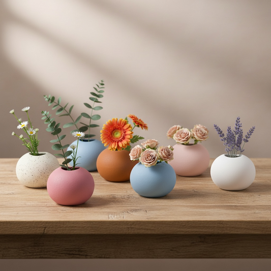 Round Matte Ceramic Vase – Modern Minimal Home Décor #CV3225