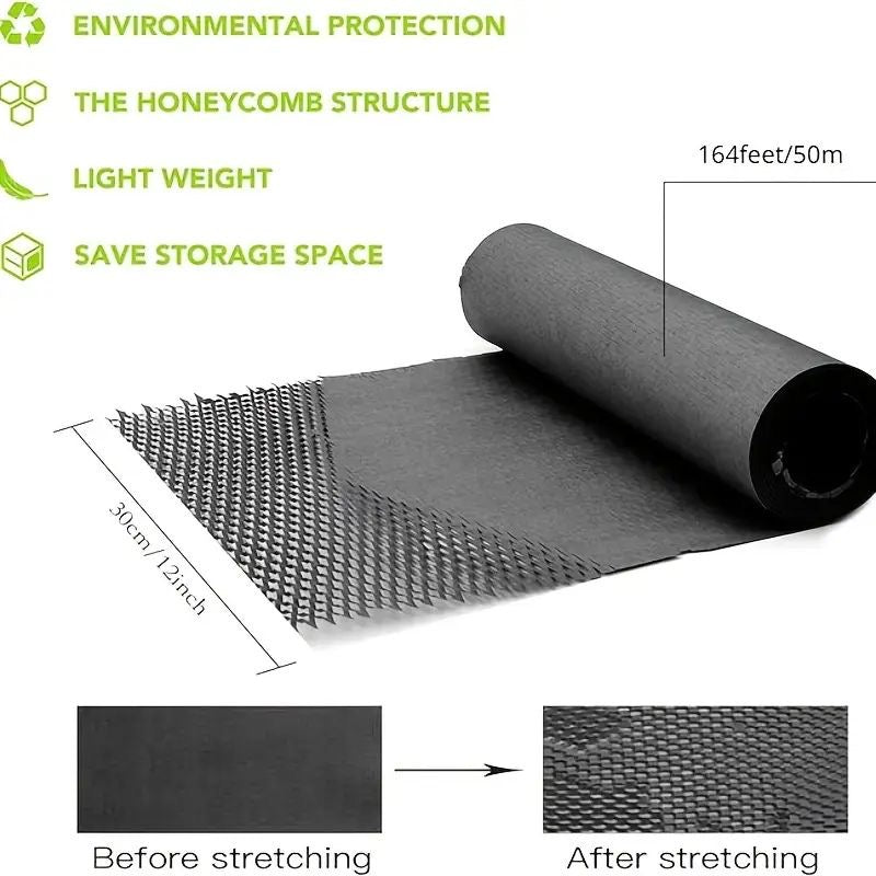 10m x 50cm Black Honeycomb Kraft Paper #WP1342