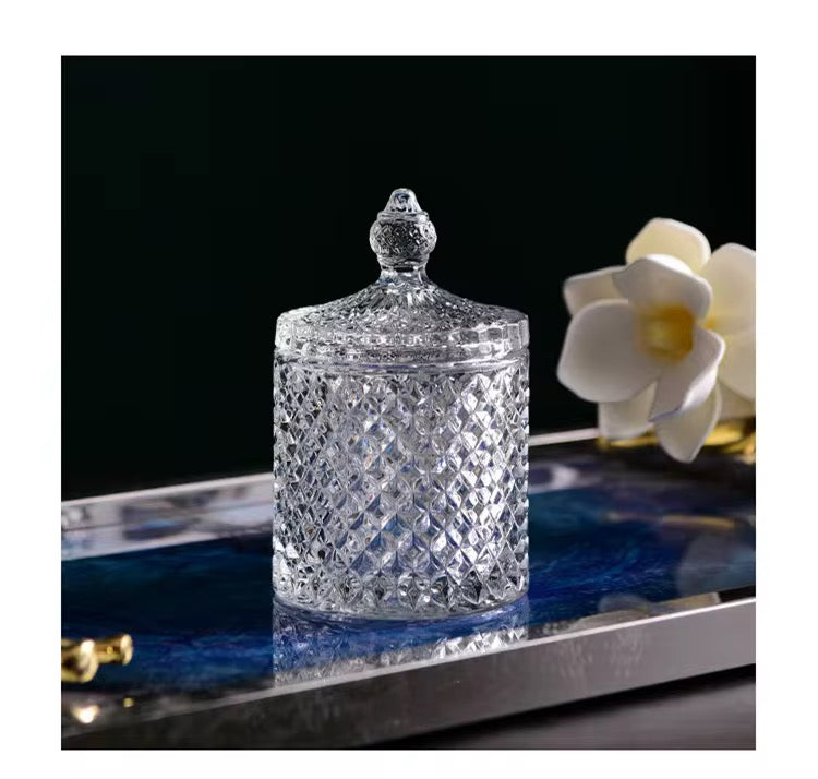Glass Crystal Jar With Lid #GJ1794