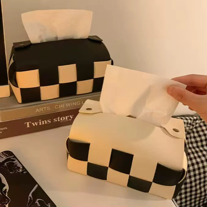 Checkered Tissue Box Cover  #CV3983