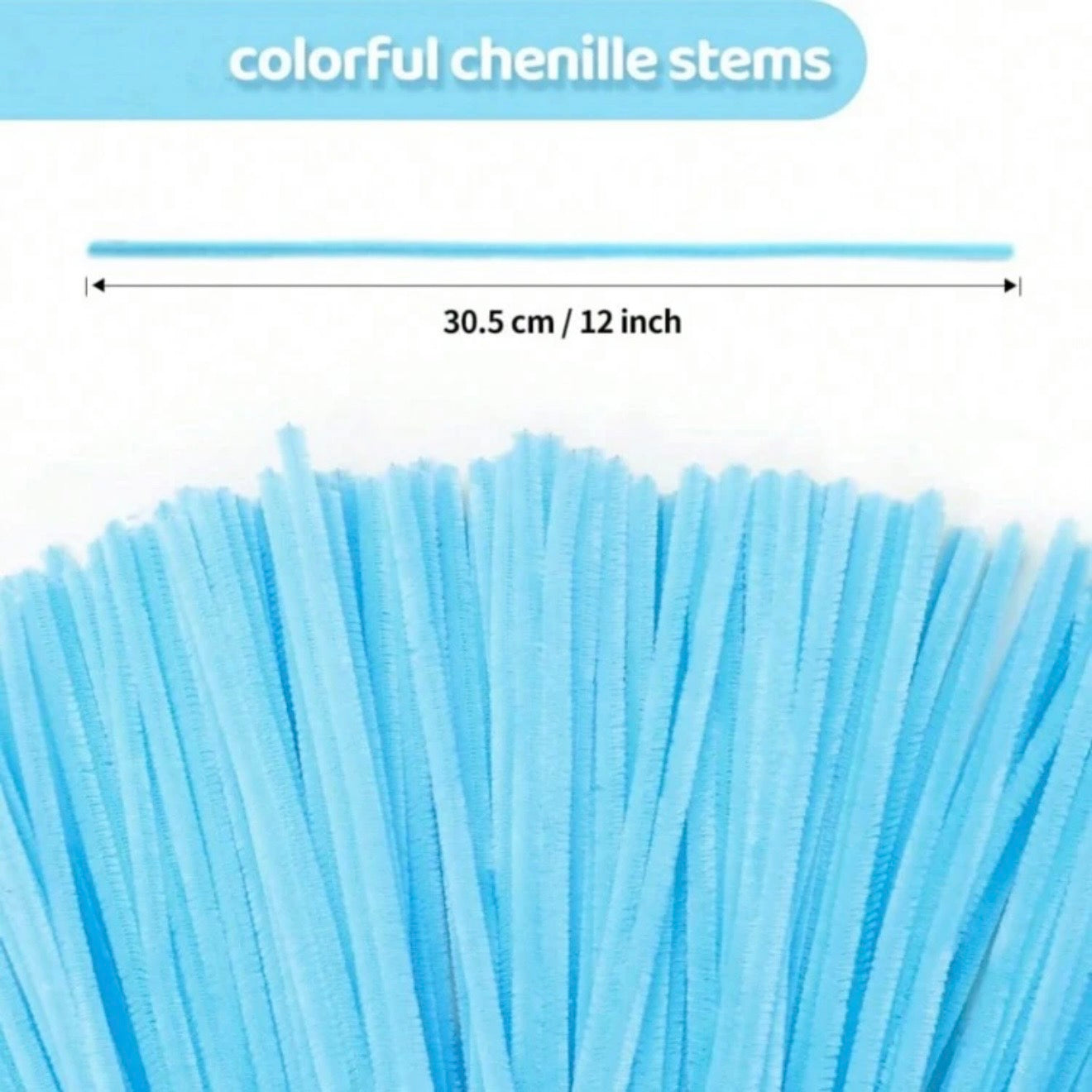 100pcs Blue Pipe Cleaner - 30cm x 6mm #CS3181